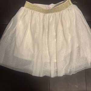 Elegant Gold and White Tulle Skirt glitter
